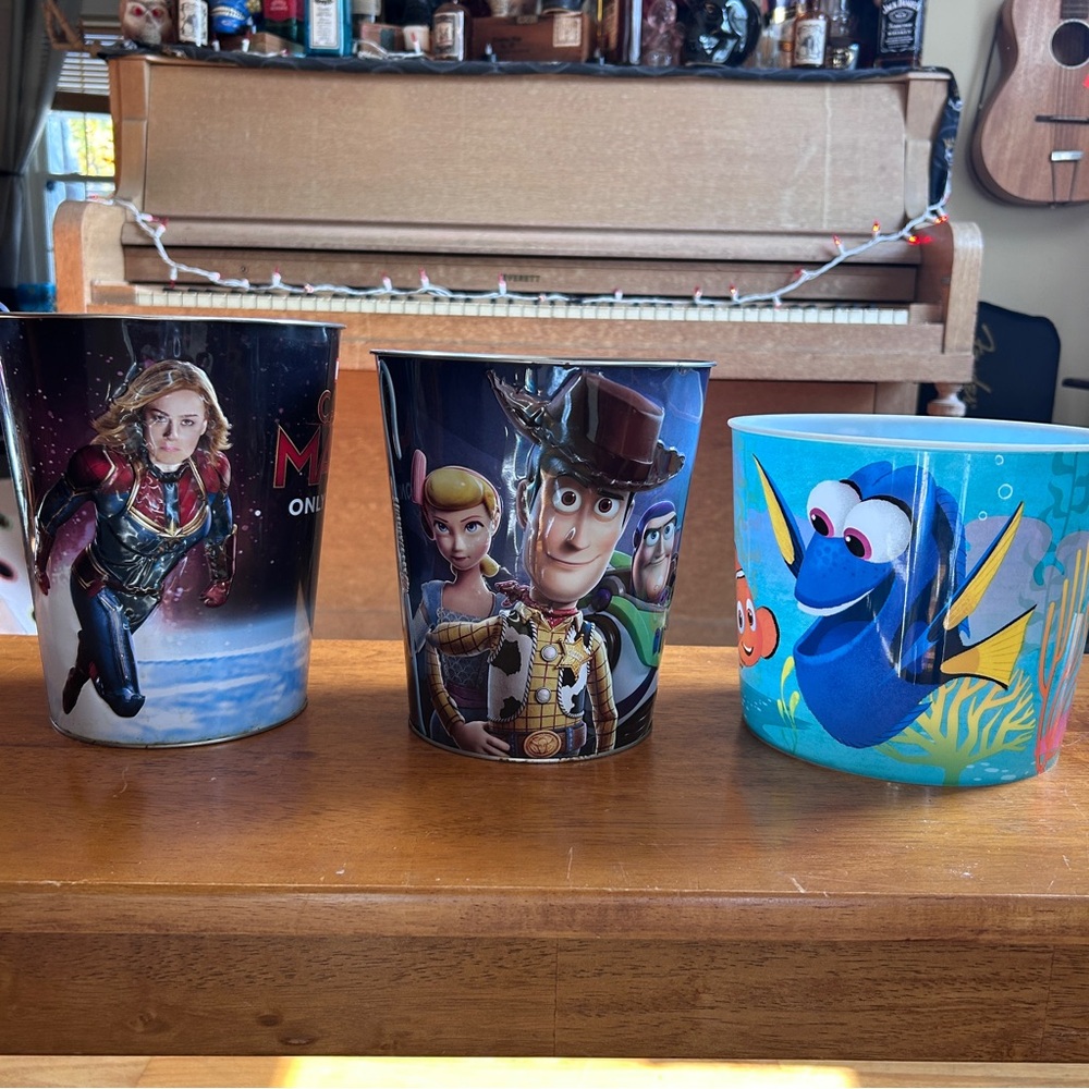 Disney Pixar Character popcorn buckets - Set of 3